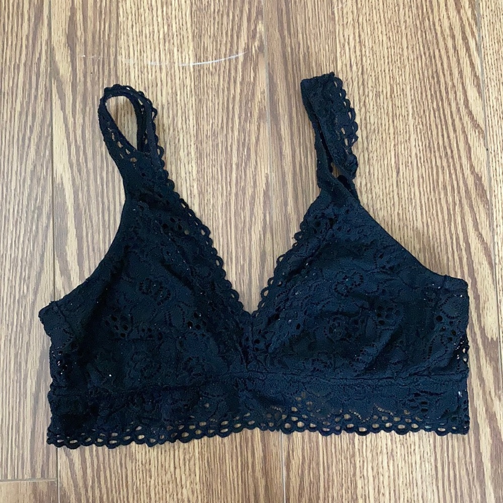 Aerie Black Boho Plunge Bralette